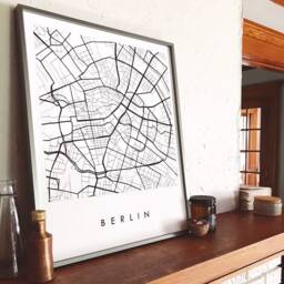 Berlin Map Hand Drawn Street Germany City Drawing Black & White - Art Print Wedding Anniversary Gift German European Travel Print - thumbnail 2