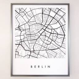Berlin Map Hand Drawn Street Germany City Drawing Black & White - Art Print Wedding Anniversary Gift German European Travel Print - thumbnail 3