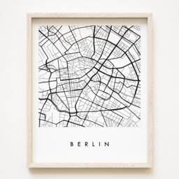 Berlin Map Hand Drawn Street Germany City Drawing Black & White - Art Print Wedding Anniversary Gift German European Travel Print - thumbnail 1