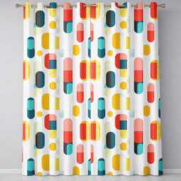 Abstract Textured Rounded Shapes Color Block Modern Seamless Pattern Readymade Eyelet Ring Top Thermal 100% Blackout Curtains - thumbnail 2