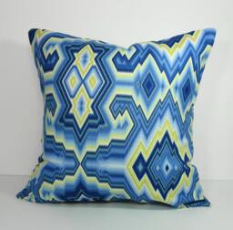 Colonial Williamsburg Pillow Cover Blue Yellow Diamond Maze Cushion - thumbnail 1