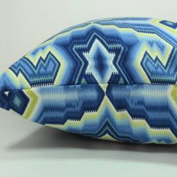 Colonial Williamsburg Pillow Cover Blue Yellow Diamond Maze Cushion - thumbnail 2