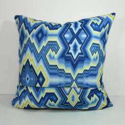 Colonial Williamsburg Pillow Cover Blue Yellow Diamond Maze Cushion - thumbnail 3