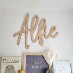 Personalised Baby Name Sign - 4mm Birch Wood Nursery Wall Decor, Custom Kids Room Decor - thumbnail 3