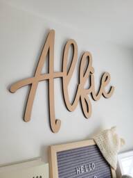 Personalised Baby Name Sign - 4mm Birch Wood Nursery Wall Decor, Custom Kids Room Decor - thumbnail 1