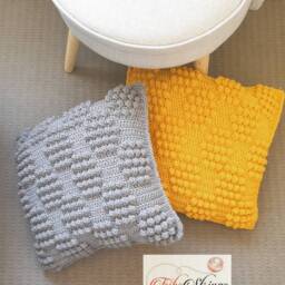 Crochet Bobble Cushions - Cushion Cover Only Handmade Modern Decor Throw Pillow - thumbnail 2