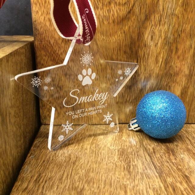 Personalised Pet Memorial Christmas Tree Star Decoration - Perfect Way To Remember Your This - image 1