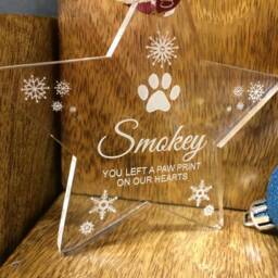 Personalised Pet Memorial Christmas Tree Star Decoration - Perfect Way To Remember Your This - thumbnail 2