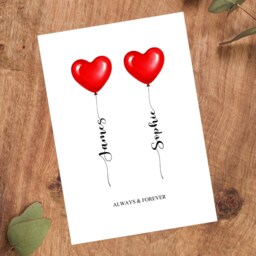 Personalised Couples Print, Love Heart Balloons Valentine's Day Gift, Custom Wall Art Framed Picture, Present For Him, Her Nl - thumbnail 3