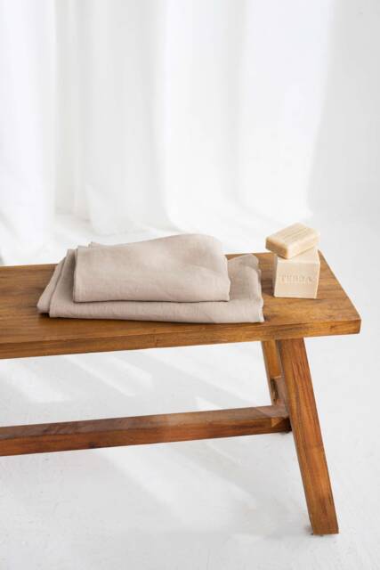 Washed Linen Towel Set, Sand Beige, Hand & Bath - image 1