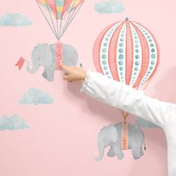 Sky High Hot Air Balloon Elephants - Pink Peel-And-stick Wall Decals Mej - thumbnail 3