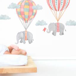 Sky High Hot Air Balloon Elephants - Pink Peel-And-stick Wall Decals Mej - thumbnail 4