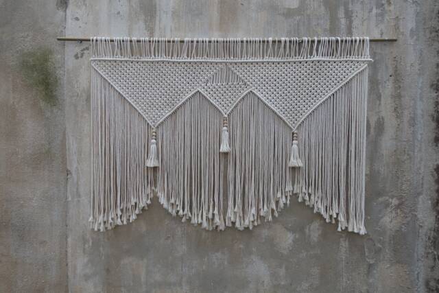 Geometric Home Decor, Macrame Over Bed Wall Art, Large Hanging - image 1