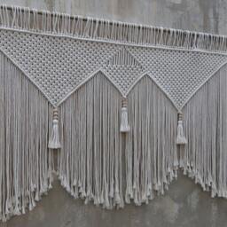 Geometric Home Decor, Macrame Over Bed Wall Art, Large Hanging - thumbnail 2