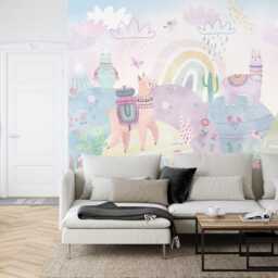 Llama Nursery Wallpaper Mural, Wildlife Art Print, Peel & Stick Decal - thumbnail 2