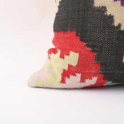 Vintage Kilim Pillow Cover Turkish Rug Cushion, Handwoven Wool 16x16 - thumbnail 2