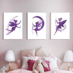 Magical Fairy Print Set Purple Nursery Decor - thumbnail 2
