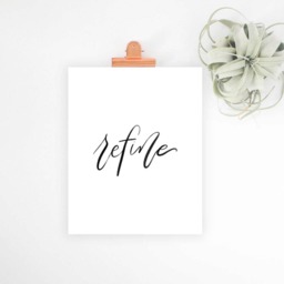 Refine Print, Digital Download, Office Decor, Minimalist Wall Art, Simple Home Calligraphy Brush Lettered Word Of The Year - thumbnail 3