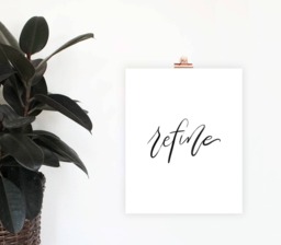 Refine Print, Digital Download, Office Decor, Minimalist Wall Art, Simple Home Calligraphy Brush Lettered Word Of The Year - thumbnail 1