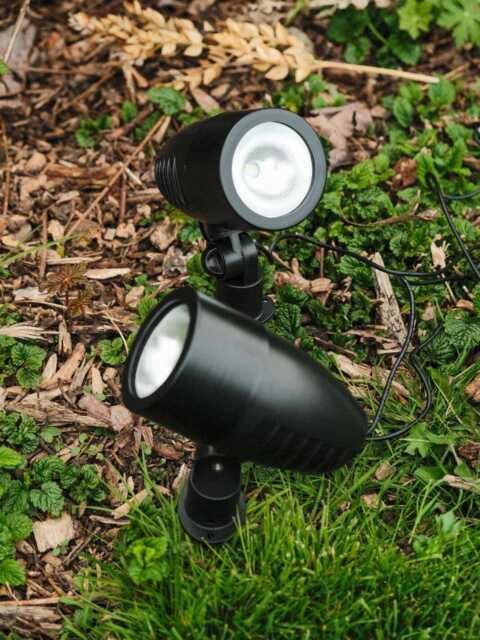 Solar Spot Light Ground Spike Garden Home Driveway Doorway 2Pcs With Panel - image 1