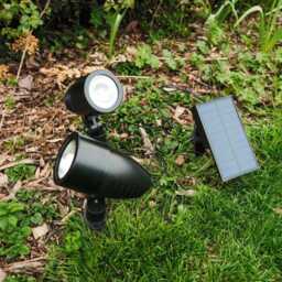 Solar Spot Light Ground Spike Garden Home Driveway Doorway 2Pcs With Panel - thumbnail 4