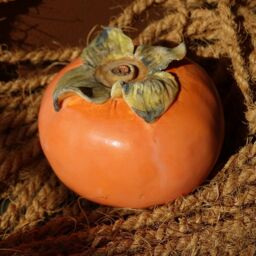 Ceramic Persimmon Lotus Handmade Realistic - 1 Pc, Winter Fruit, Kitchen Decor, Gift - thumbnail 2