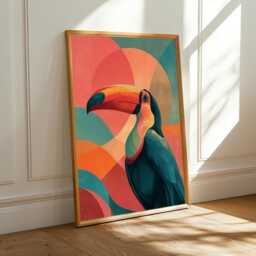 Geometric Toucan Poster - Colorful Bird Print - Contemporary Home Decor, Modern Wall Art - Poster Only - thumbnail 2