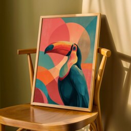 Geometric Toucan Poster - Colorful Bird Print - Contemporary Home Decor, Modern Wall Art - Poster Only - thumbnail 3