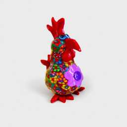 Handmade Colorful Chicken Sculpture Whimsical Farmhouse Decor - thumbnail 2