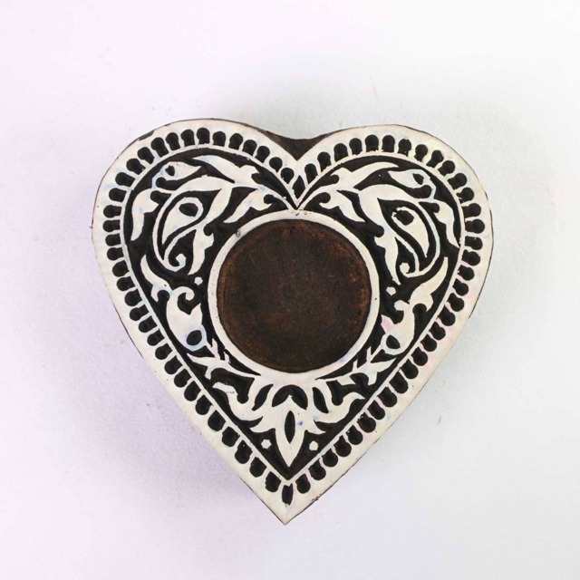 Heart Shape Intricate Carving Wooden Tea Light For Romantic Dinner - Garden Decor Beach Wedding House Warming Gift Baby Shower - image 1