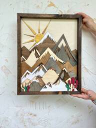 Rainbow Baby Mountain Wood Art Southwest Nursery Decor - 16x20 - thumbnail 1