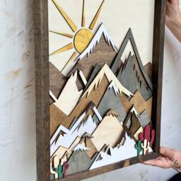 Rainbow Baby Mountain Wood Art Southwest Nursery Decor - 16x20 - thumbnail 3