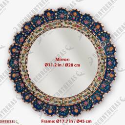 "Decorative Cuzcaja Round Mirror For Wall 17.7In ""Forest Flowers" - thumbnail 4