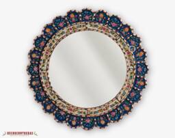"Decorative Cuzcaja Round Mirror For Wall 17.7In ""Forest Flowers"