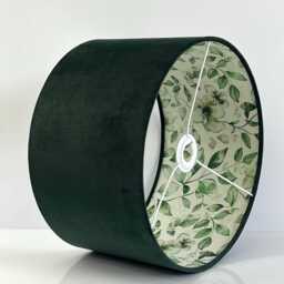 Handmade By Order Luxury Bottle Dark Green Velvet & Leaf Pattern Inside Drum Lamp Shade Pendant Light All Shapes Sizes Avai - thumbnail 3
