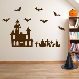 Halloween Grave Yard House Creepy Party Window Wall Stickers Decorations A121 - thumbnail 3