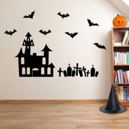 Halloween Grave Yard House Creepy Party Window Wall Stickers Decorations A121 - thumbnail 2