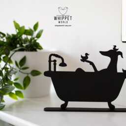 Whippet Greyhound Bath Silhouette Matte Black Acrylic Dog Lover Decor - thumbnail 2