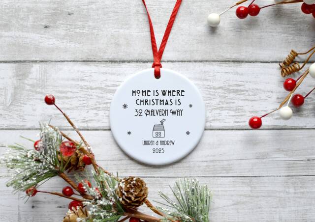 Personalised Home Is Where Christmas Is... Ceramic Hanging Decoration Keepsake Gift For Friend, Family