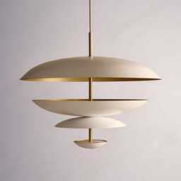 1950's Mid Century 6 Light Celling Flush Mount Fixture Pendant Cosmic Duo Regolith Modern Brass Chandelier - thumbnail 2