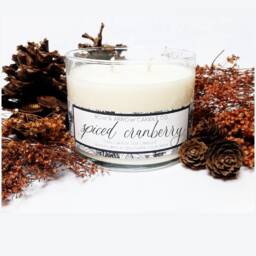 Spiced Cranberry Scented 15 Oz Soy Candle - Double Wick Fall Autumn Scents Wax- Eco Friendly Gift - thumbnail 1