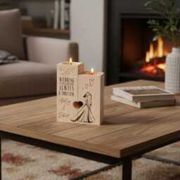 Personalised 50Th Anniversary Double Tea Light Candle Holder With Couple - thumbnail 2
