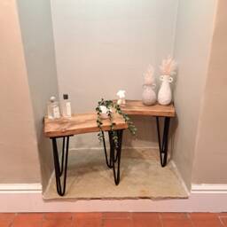 Rustic Side Table - Reclaimed Hairpin Set Of Tables Bed Handmade Boho Style Stool - thumbnail 1