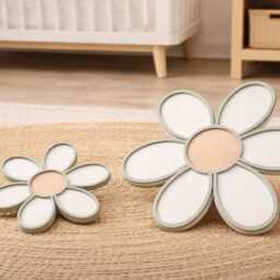 Wooden Flower Nursery Wall Decor, Boho Floral Set Of 3 - thumbnail 3