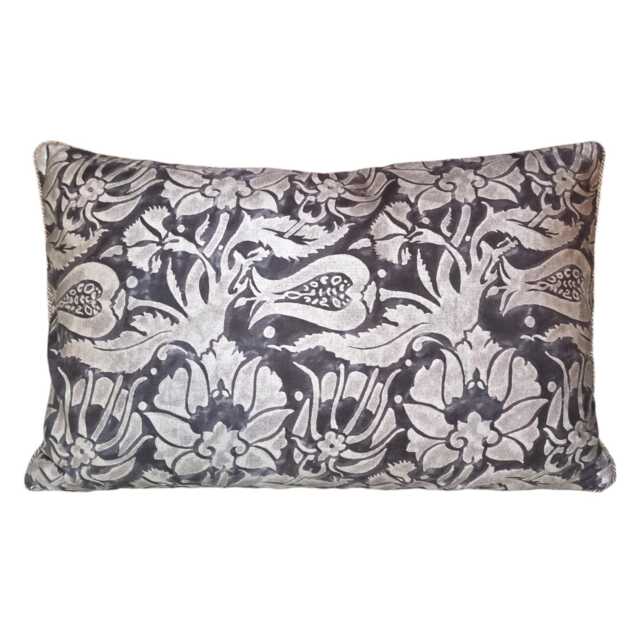 Throw Pillow Cushion Cover Fortuny Fabric Black & Silver Melagrana Pattern - Made in Italy - image 1