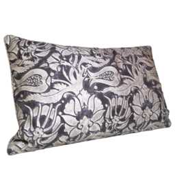 Throw Pillow Cushion Cover Fortuny Fabric Black & Silver Melagrana Pattern - Made in Italy - thumbnail 3