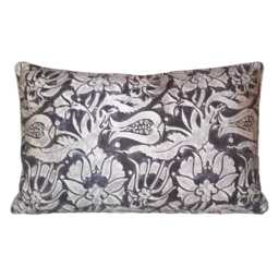 Throw Pillow Cushion Cover Fortuny Fabric Black & Silver Melagrana Pattern - Made in Italy - thumbnail 1