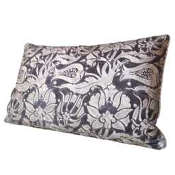 Throw Pillow Cushion Cover Fortuny Fabric Black & Silver Melagrana Pattern - Made in Italy - thumbnail 4