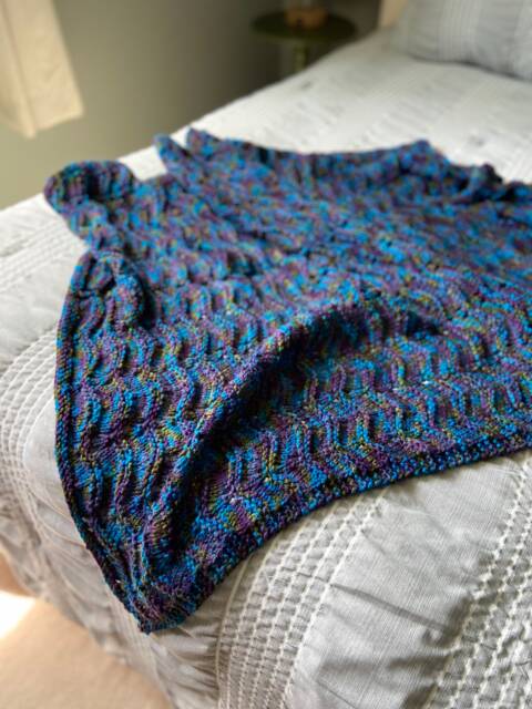 Blue/Green/Purple Wave Lace Throw - image 1