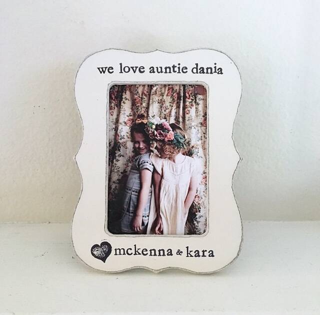 Personalized Aunt Picture Frame Hand Stamped, Distressed Wood - image 1